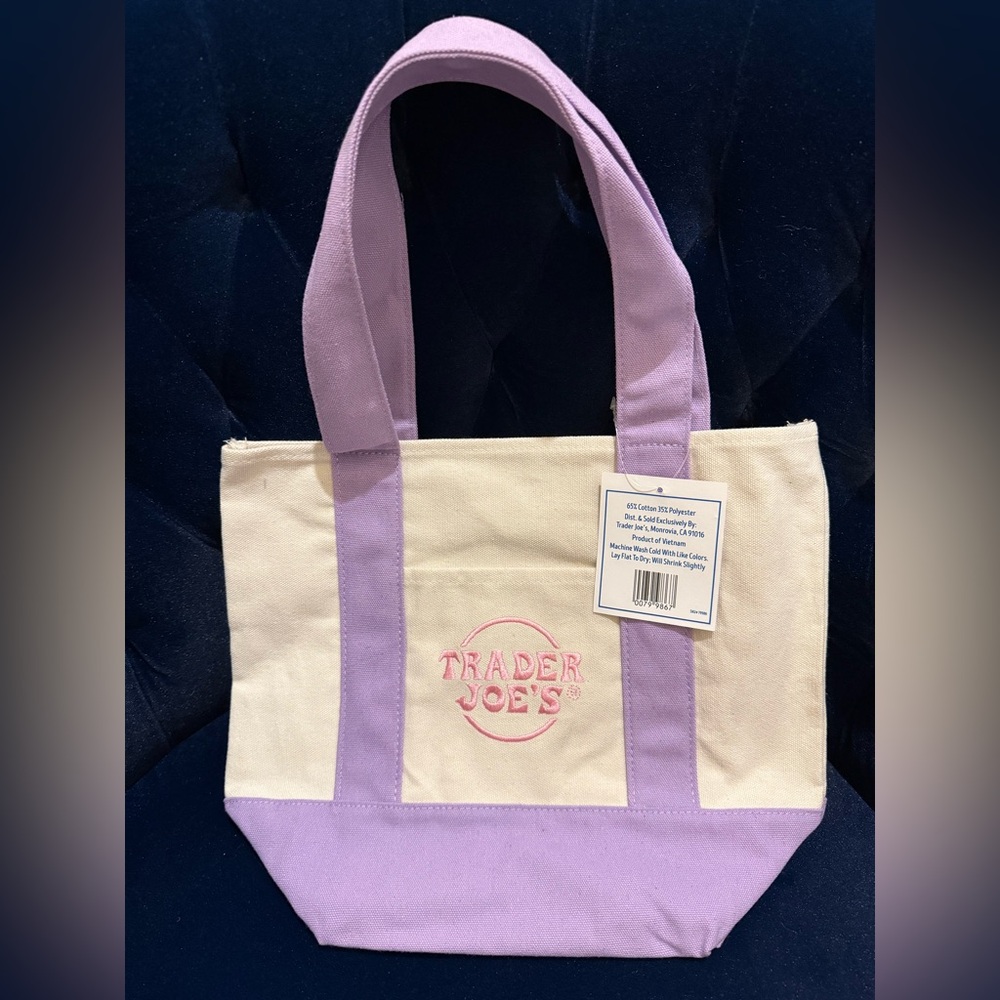 Trader Joe’s Limited Edition Mini Pastel Canvas Tote Bag - LAVENDER